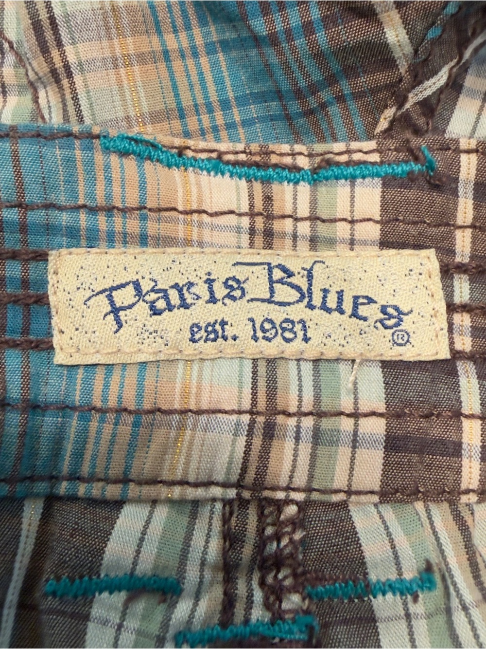 Paris Blues Teal, Brown & Cream Plaid Bermuda Shorts Sz 11 - Picture 7 of 9